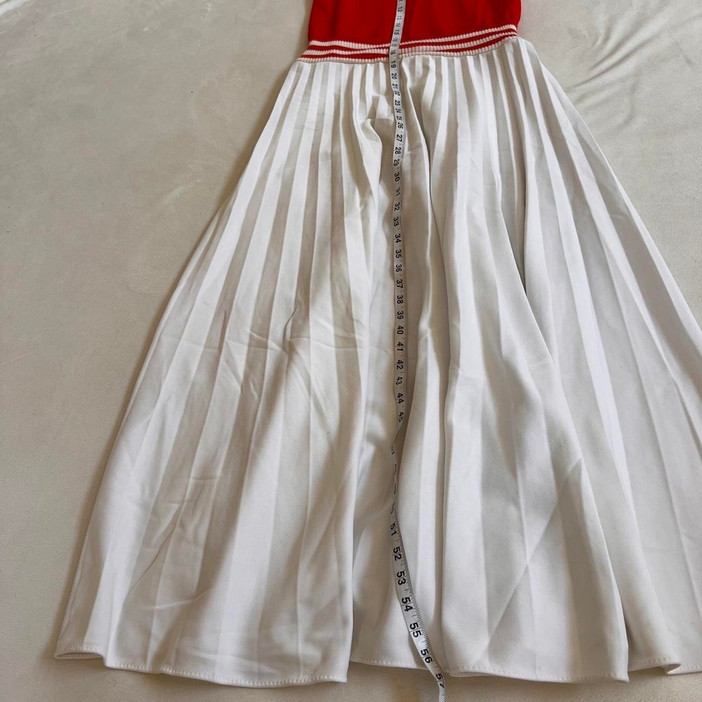✨True Vintage ✨ Red and white striped dress with white pleated skirt lettergirl - Picture 5 of 7